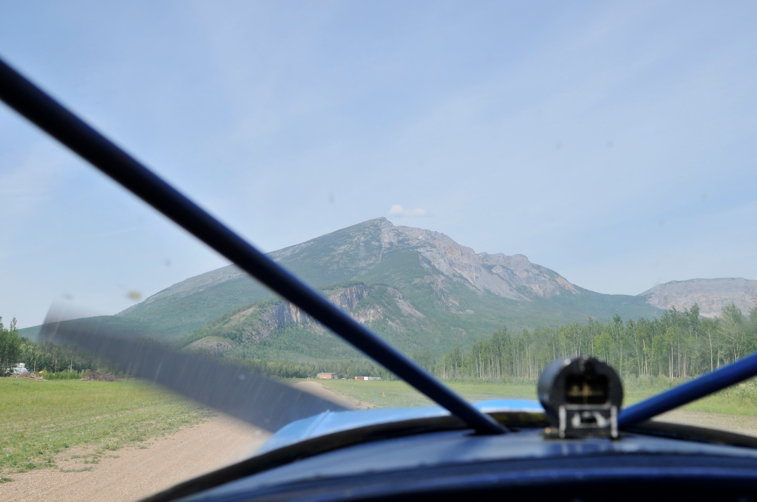 Luscombe 8F C-FEPO (formerly N1838B) Fort Liard, BC 2013. Take off roll on gravel strip after overflying the Nahanni. 
