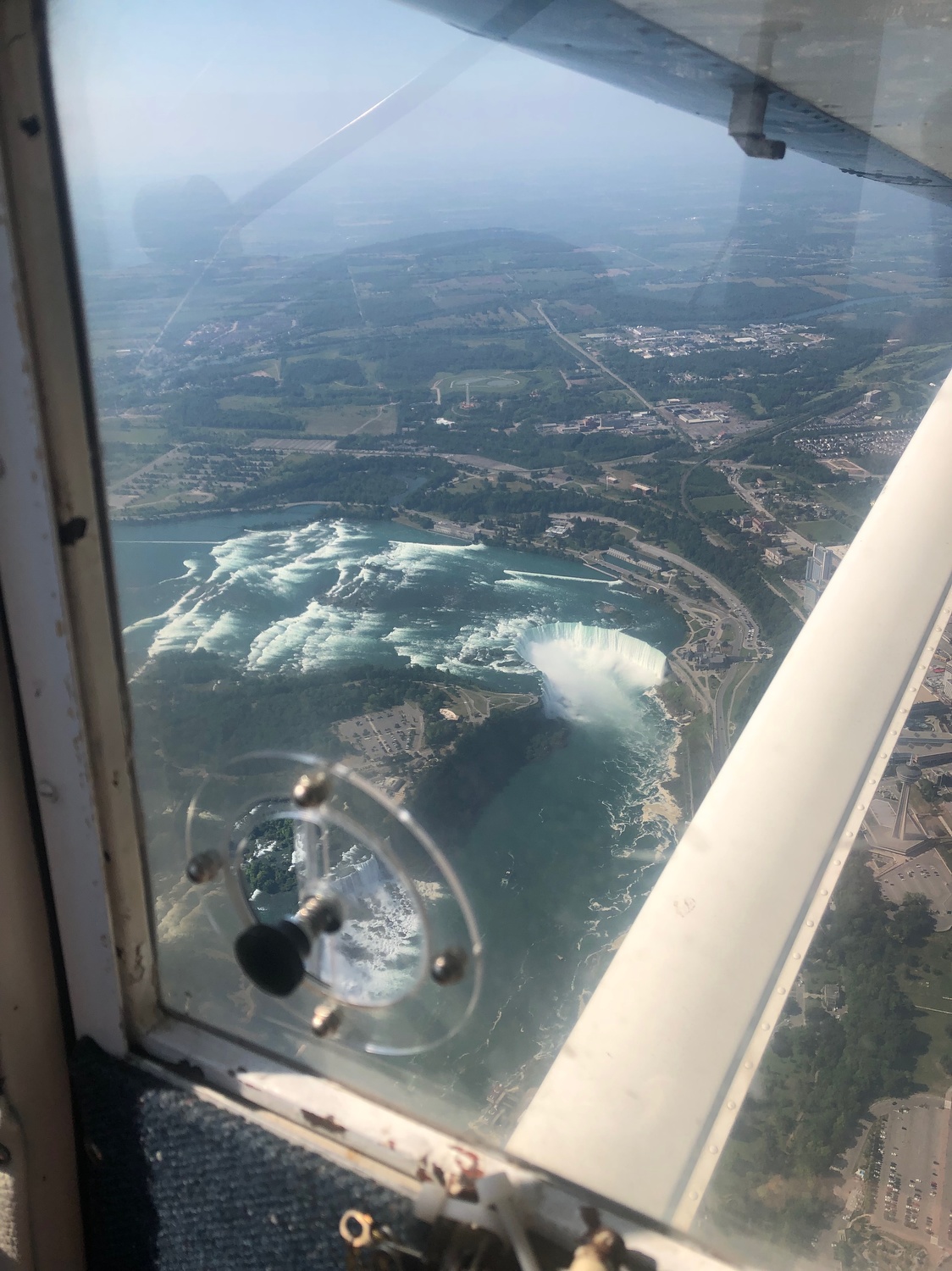 Luscombe 8F C-FEPO (formerly N1838B) Niagara Falls, Ontario 2022. My son’s first ever look at Niagara Falls. Peter Gluckmann flew over the Falls on his 1953 transAtlantic flight. His picture of Niagara Falls appears in the Flying Magazine article about the trip. 