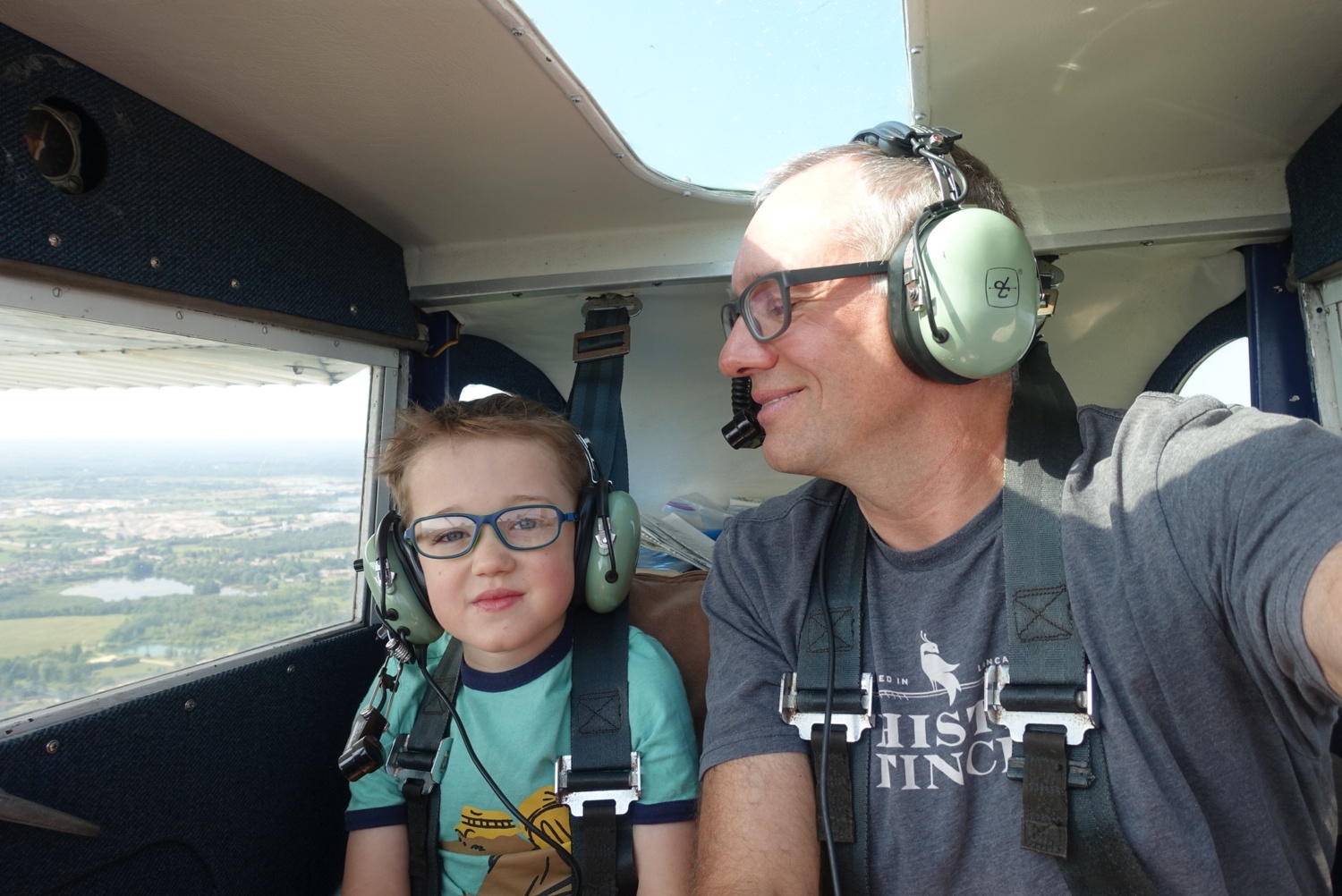 Luscombe 8F C-FEPO (formerly N1838B) Guelph, Ontario 2019. My 4-year old son’s very first flight! 