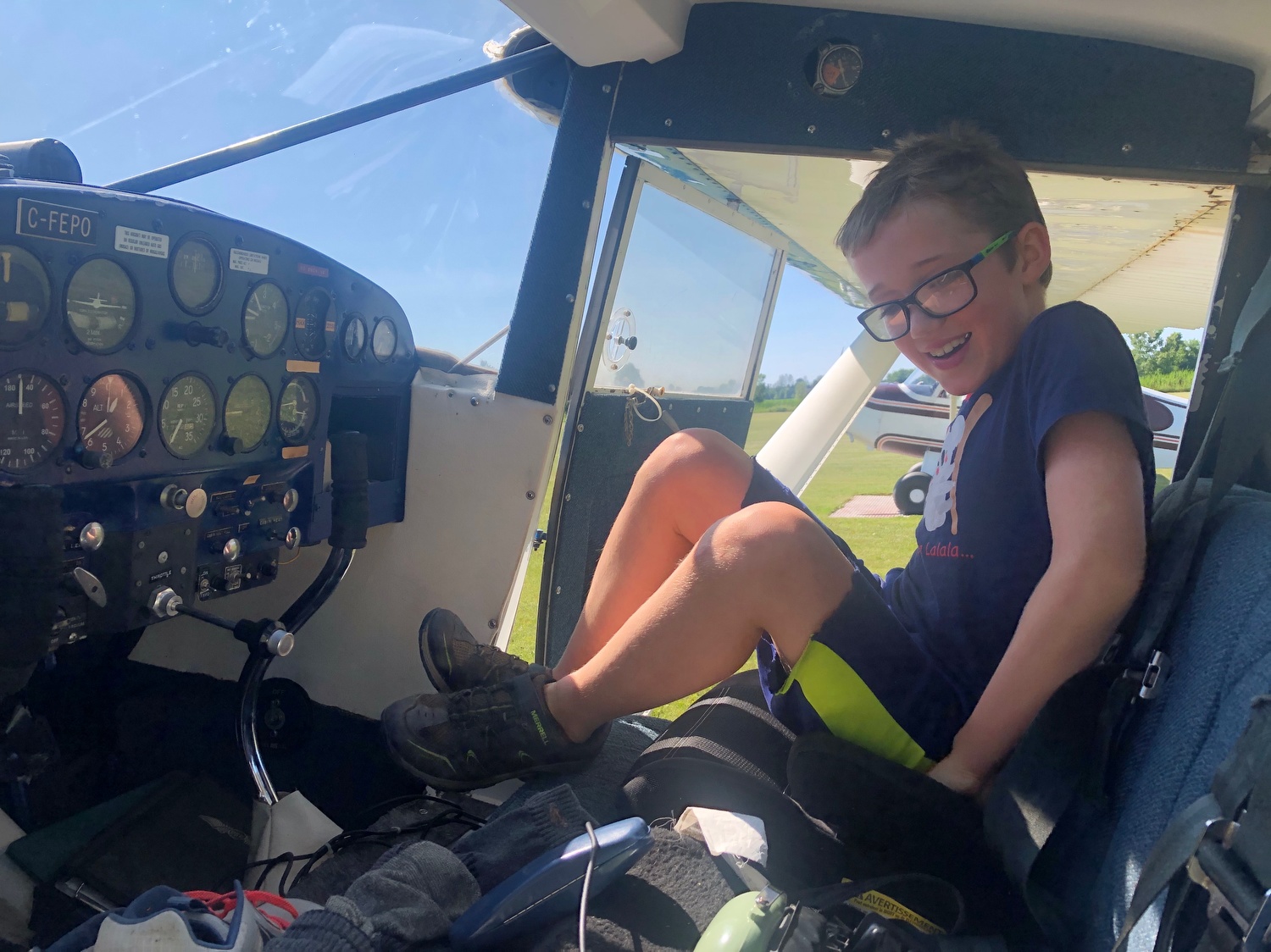 Co-pilot boarding aircraft at Port Elgin, Ontario 2022.  
