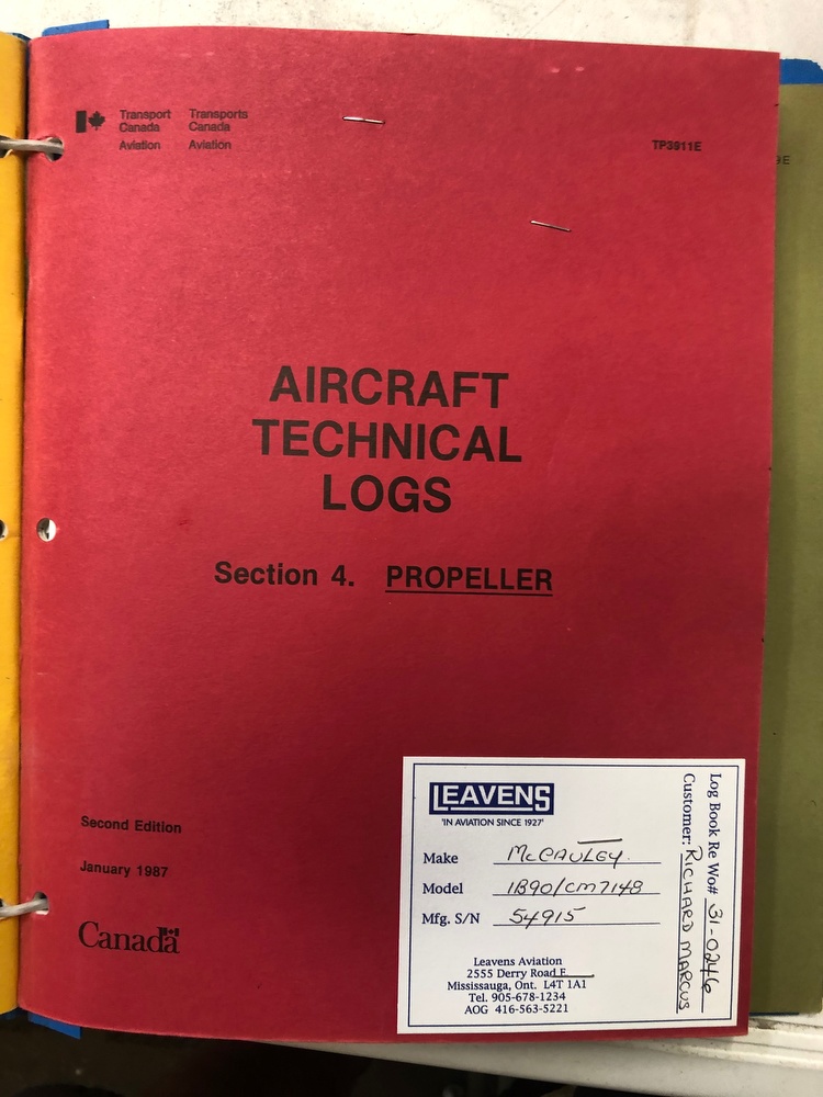 Luscombe 8F C-FEPO (formerly N1838B)  Propeller Log 