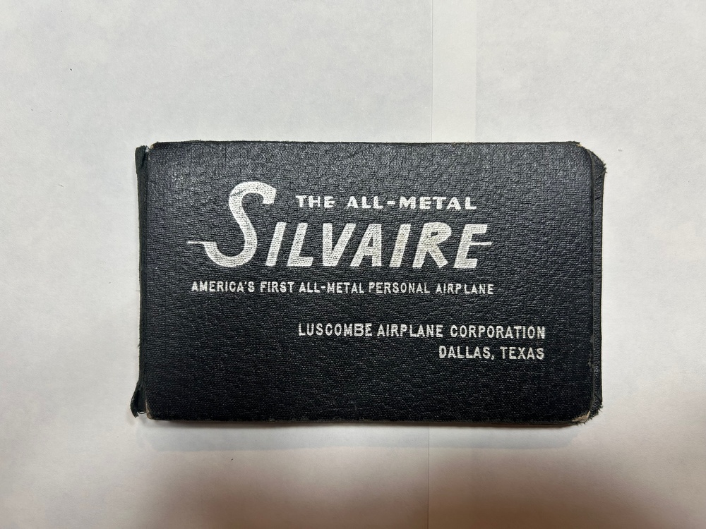 Luscombe 8F N1838B serial 6265 Original Log Book. Factory June 10, 1948 