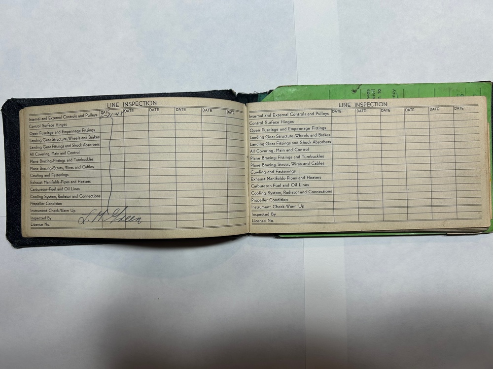 Luscombe 8F N1838B serial 6265 Original Log Book. Factory June 10, 1948 