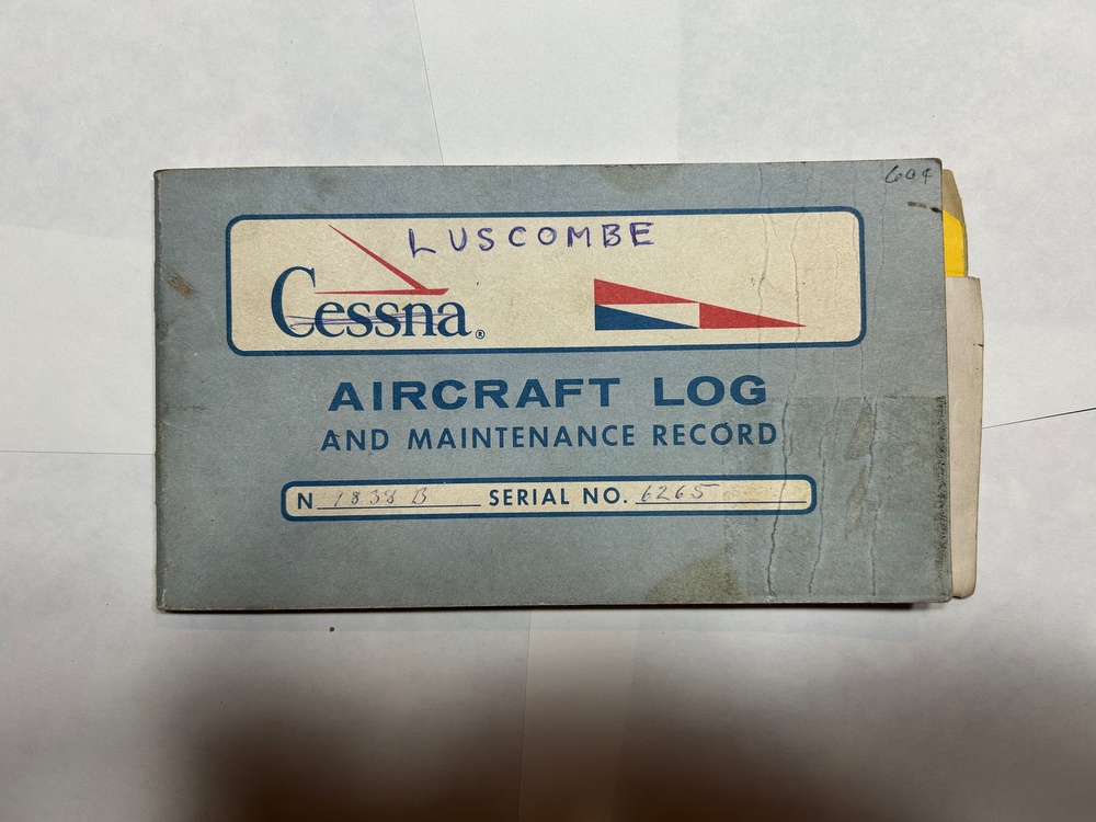 Luscombe 8F N1838B serial 6265 Aircraft Log Book # 2.
